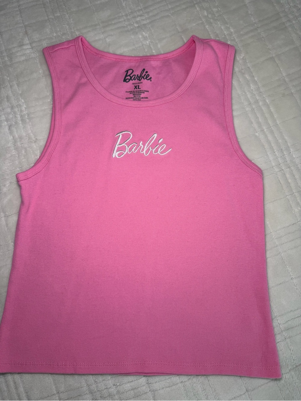 Barbie Pink Logo Tank Top women’s XL cropped